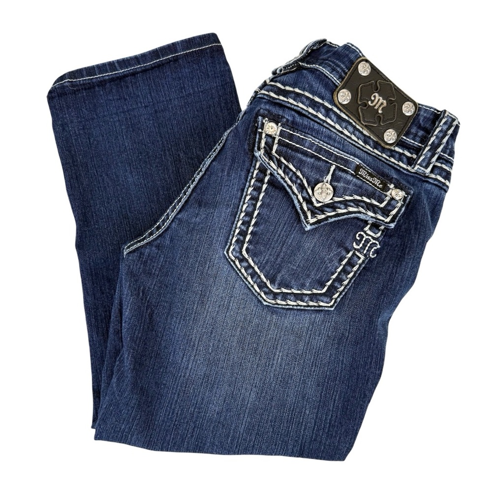 Vintage Y2K Miss Me Dark Wash Signature Cuffed Capri